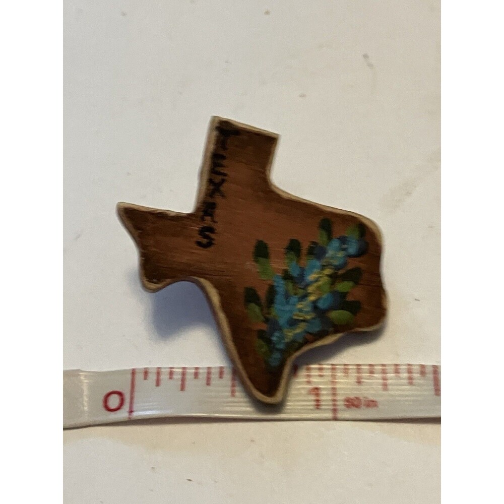 Texas Earrings Hand painted Wood Bluebells State Stud 1.25x1” - Picture 3 of 4